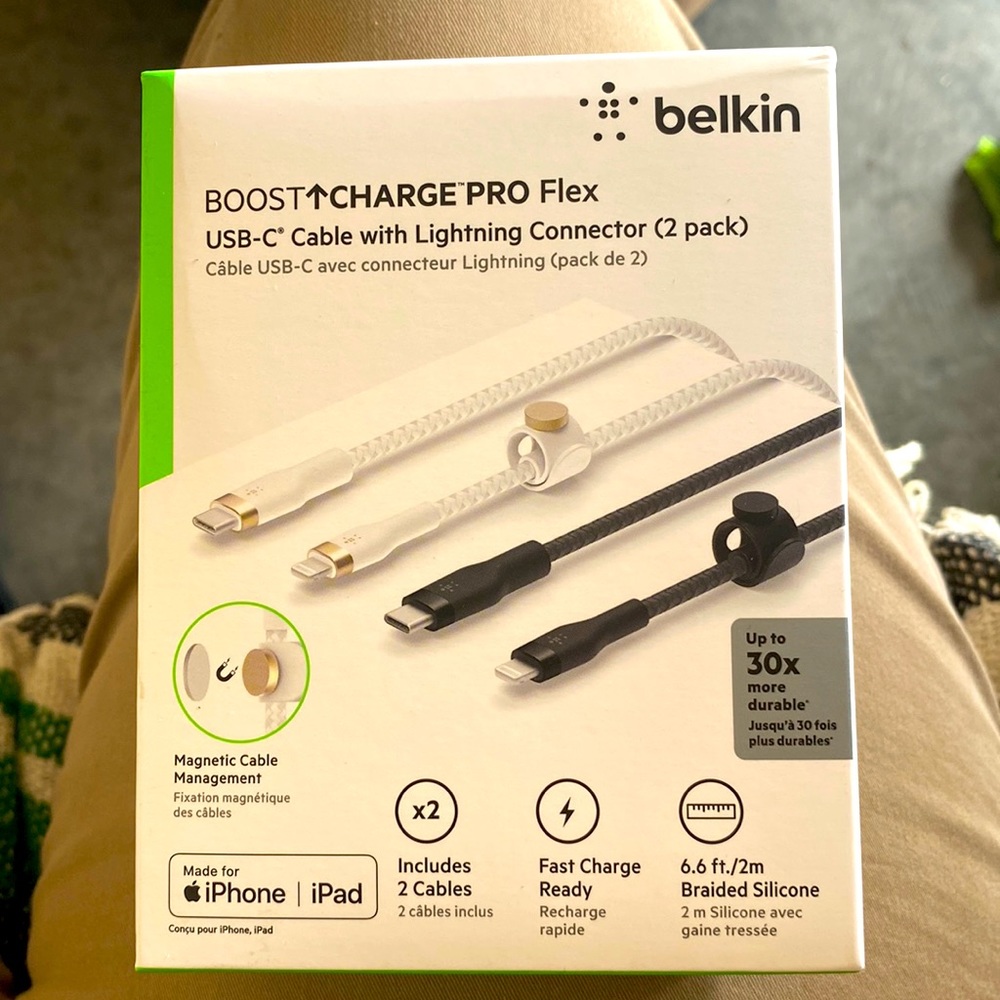 Duel pack Belkin charger cables. USB-C